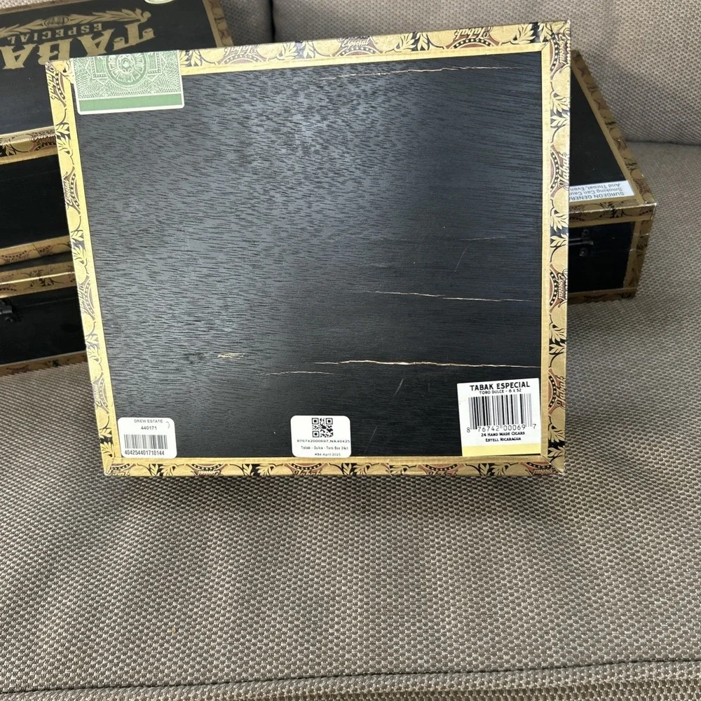 Lot Of 4 Tabak Especial by Drew Estate Empty Cigar Boxes Black & Gold Toro Dulce